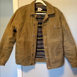 Mens Wool-Lined Waxed Trucker Jacket -M